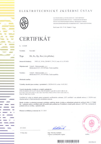 Certifikát EZU